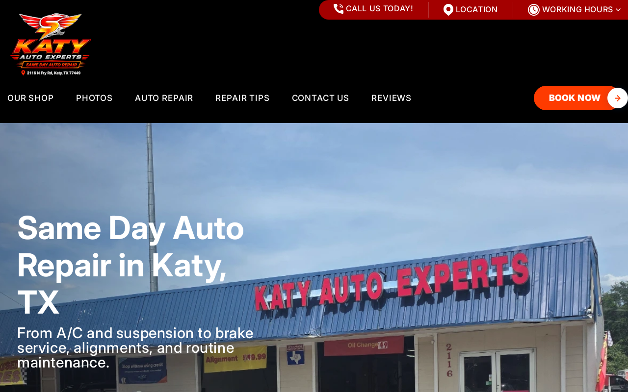Katy Auto Experts — screenshot of their official website