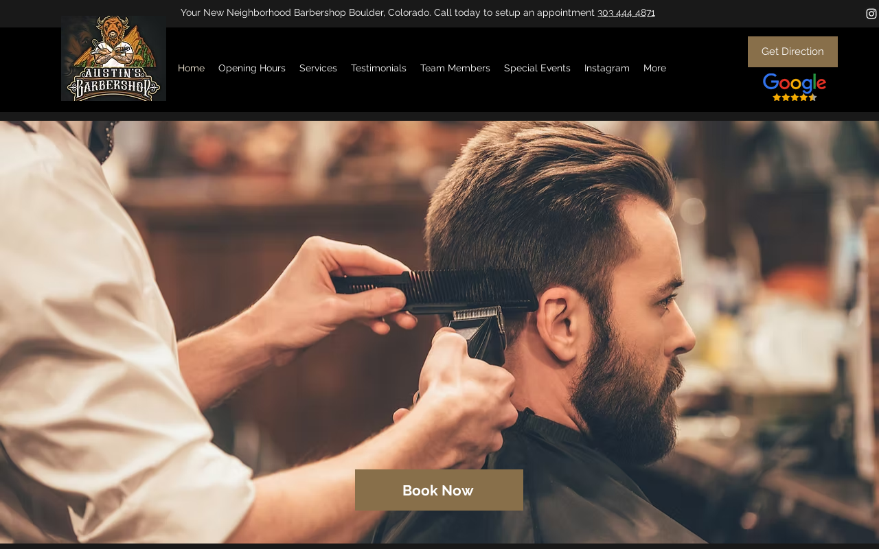 Austin's Barber Shop — screenshot of their official website