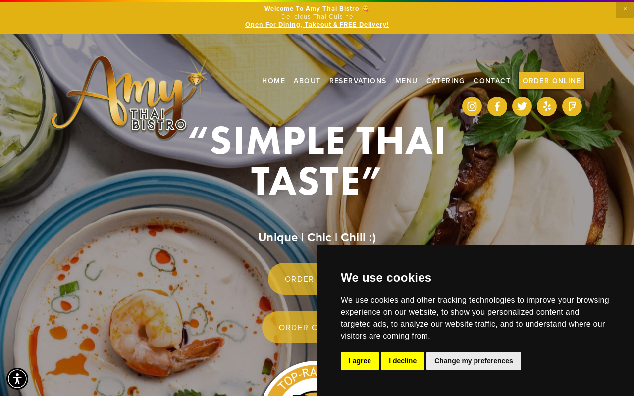 Amy Thai Bistro — screenshot of their official website