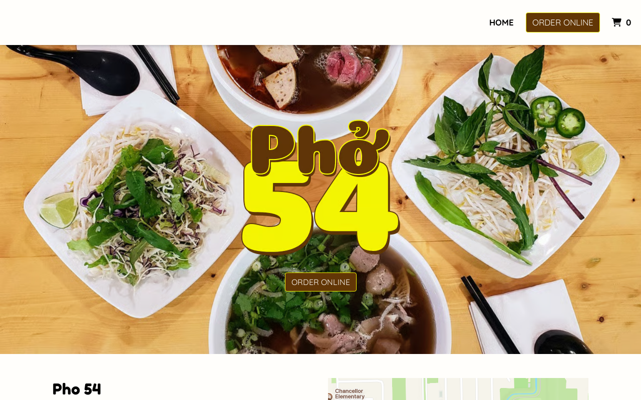 Phở 54 — screenshot of their official website