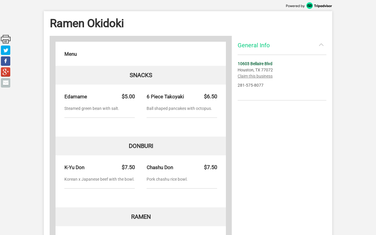 Ramen Okidoki & Lims Chicken — screenshot of their official website