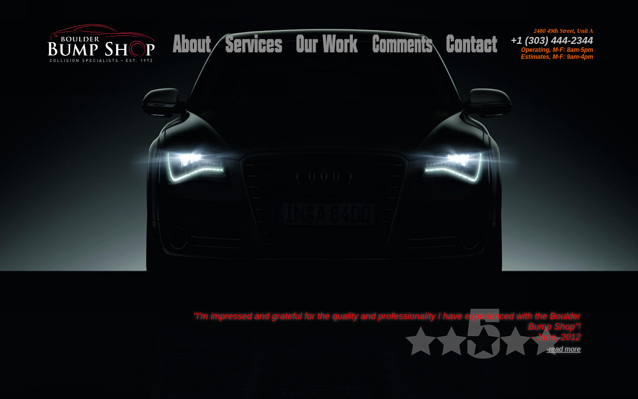 Boulder Bump Shop — screenshot of their official website