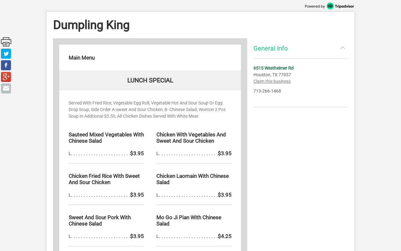 Dumpling King — screenshot of their official website