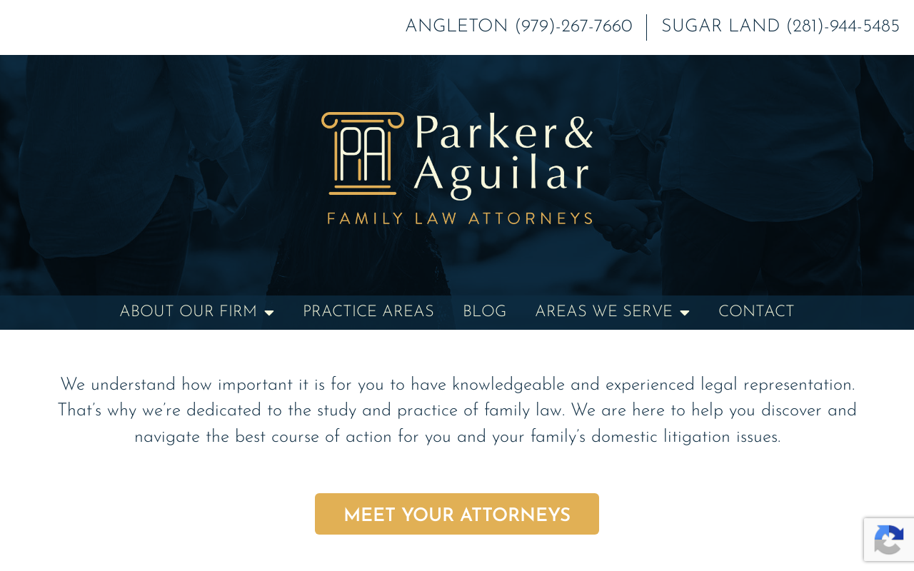 Parker & Aguilar, Family Law Attorneys — screenshot of their official website