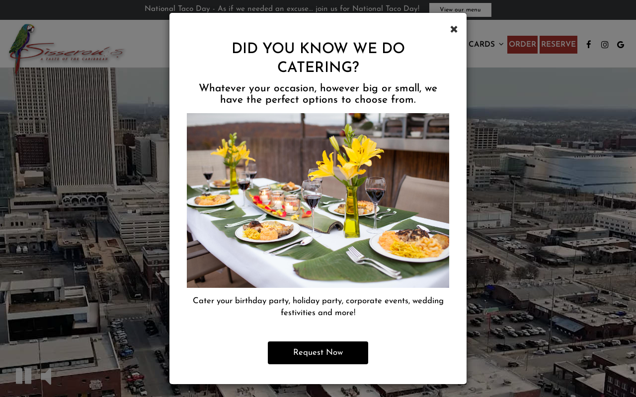 Sisserou's Caribbean Restaurant & Catering — screenshot of their official website