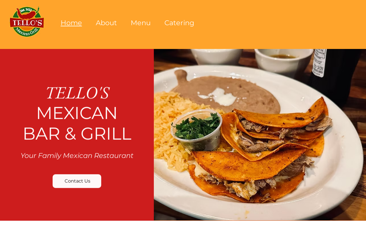 Tello's Mexican Grill — screenshot of their official website