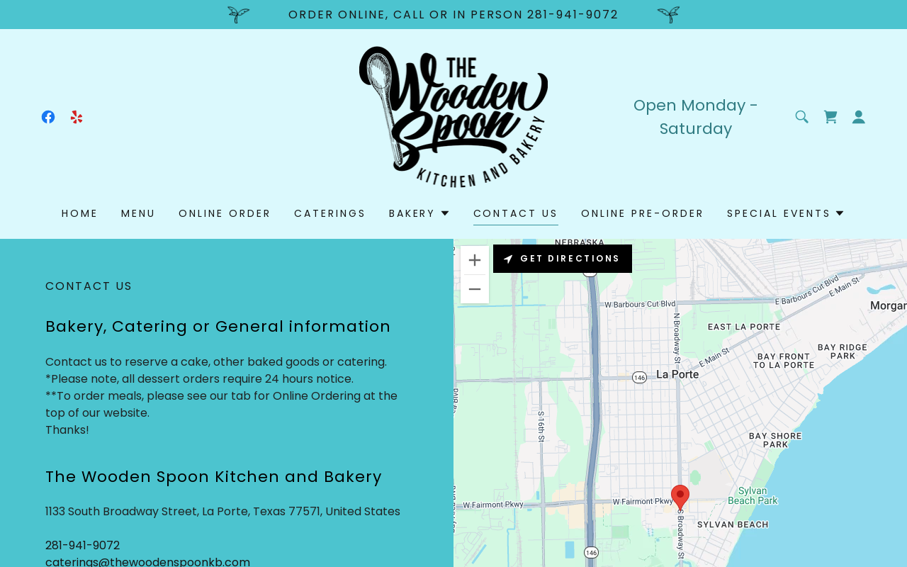 The Wooden Spoon Kitchen and Bakery — screenshot of their official website