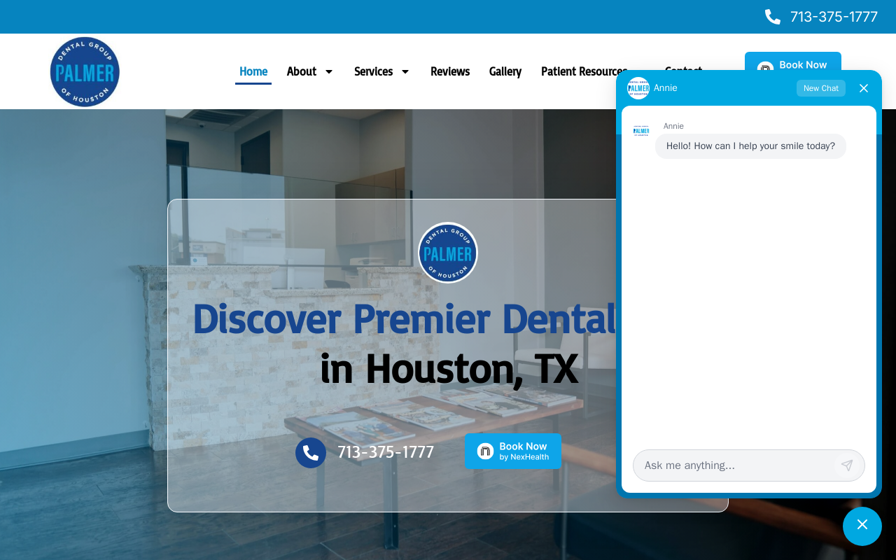 Palmer Dental Group of Houston — screenshot of their official website