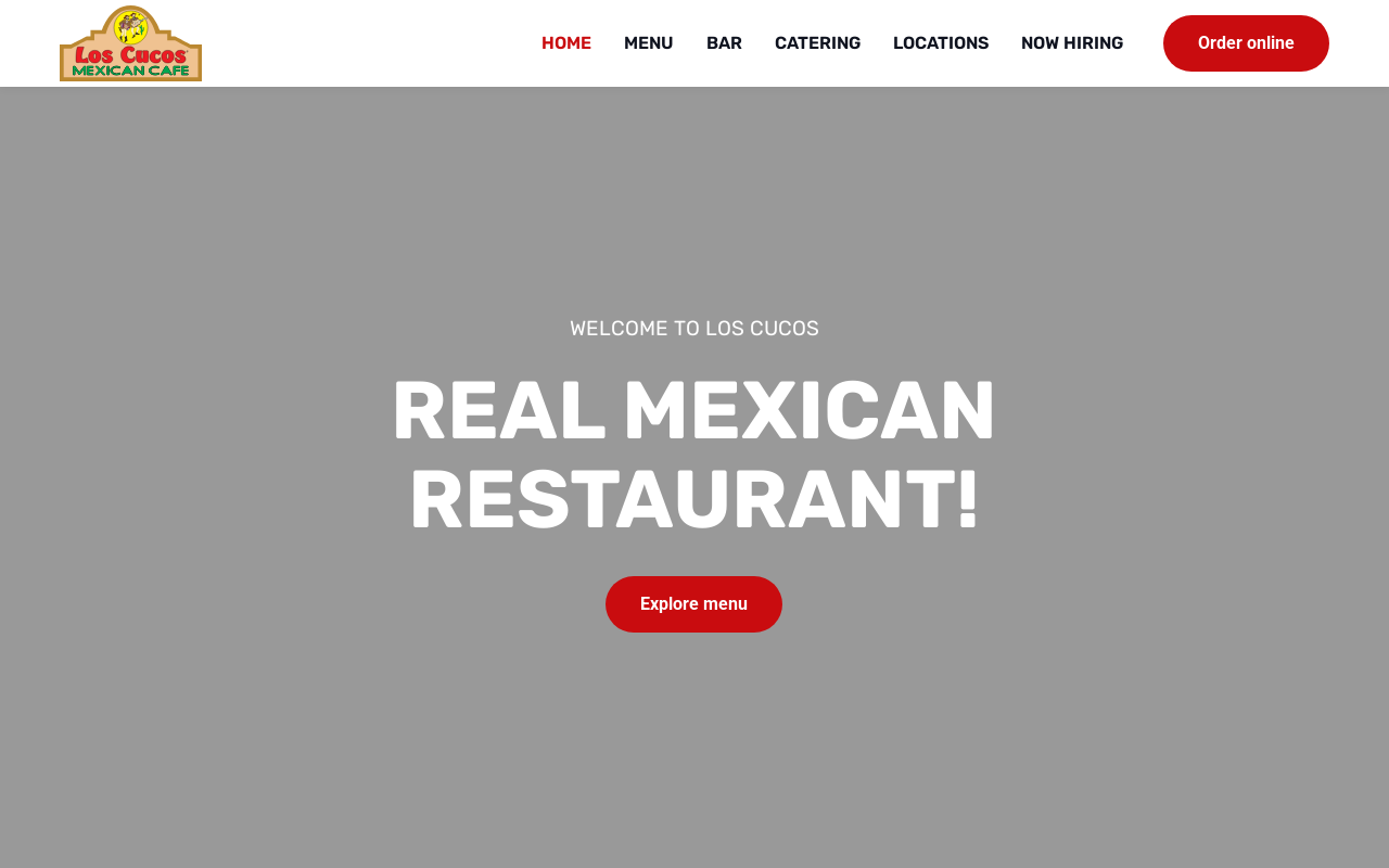 Los Cucos Mexican Cafe — screenshot of their official website