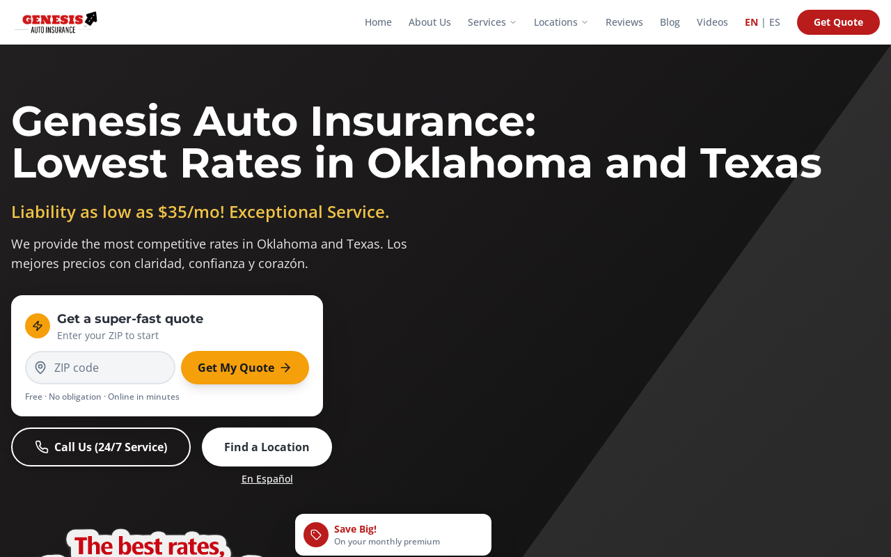 Genesis Auto Insurance — screenshot of their official website