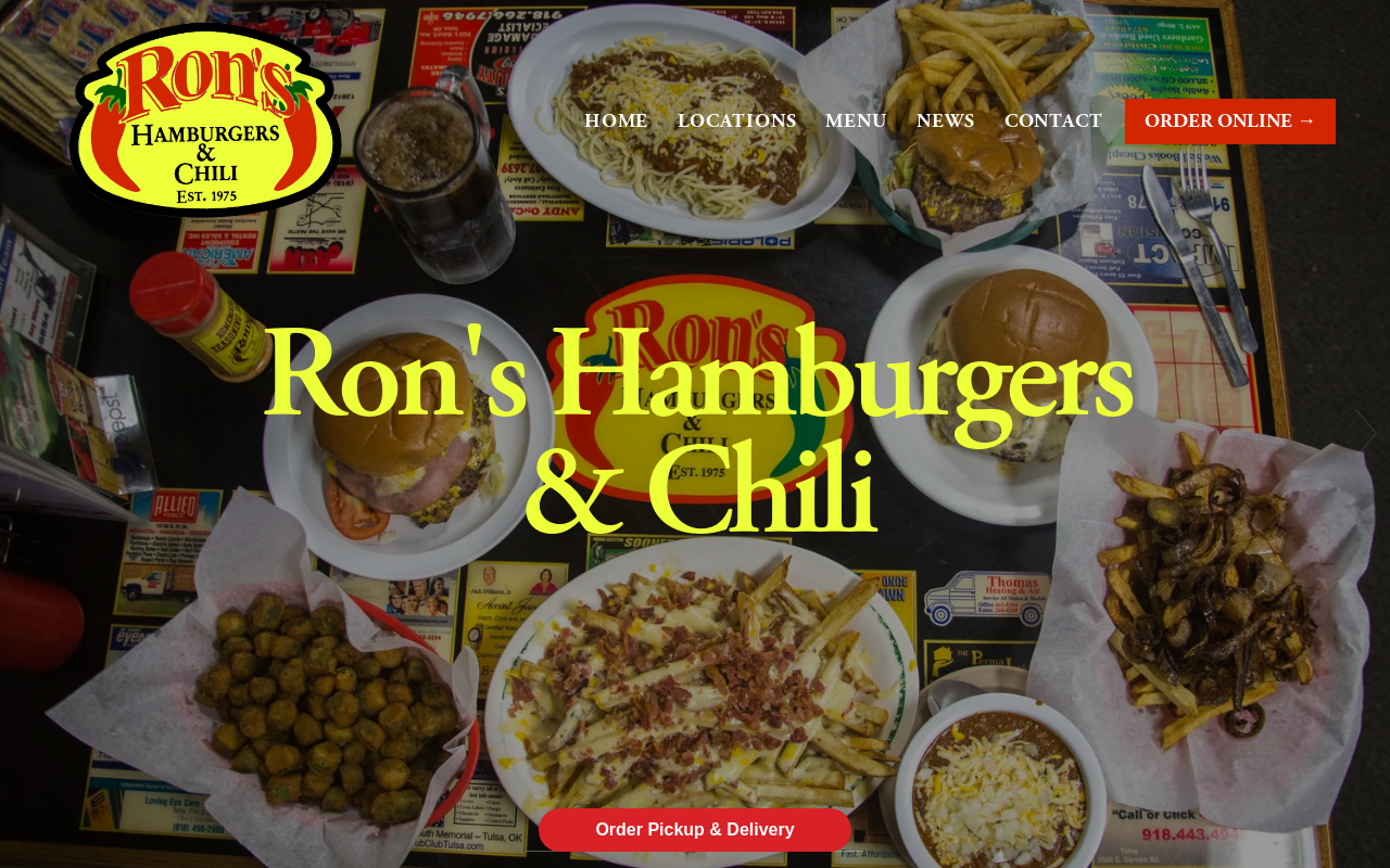 Ron's Hamburgers & Chil — screenshot of their official website