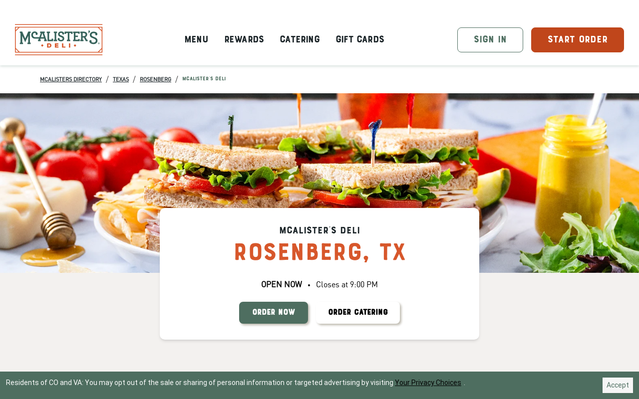 McAlister's Deli — screenshot of their official website