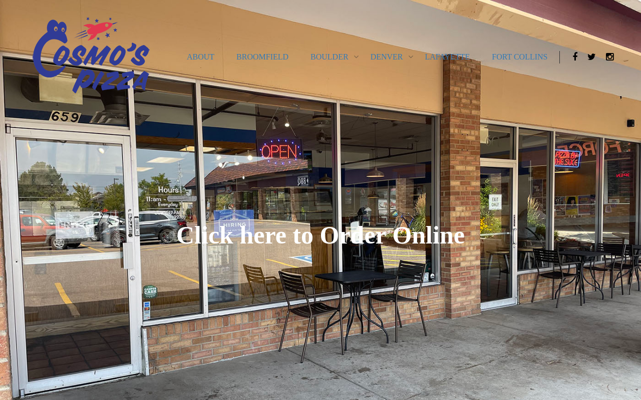 Cosmo's Pizza — screenshot of their official website