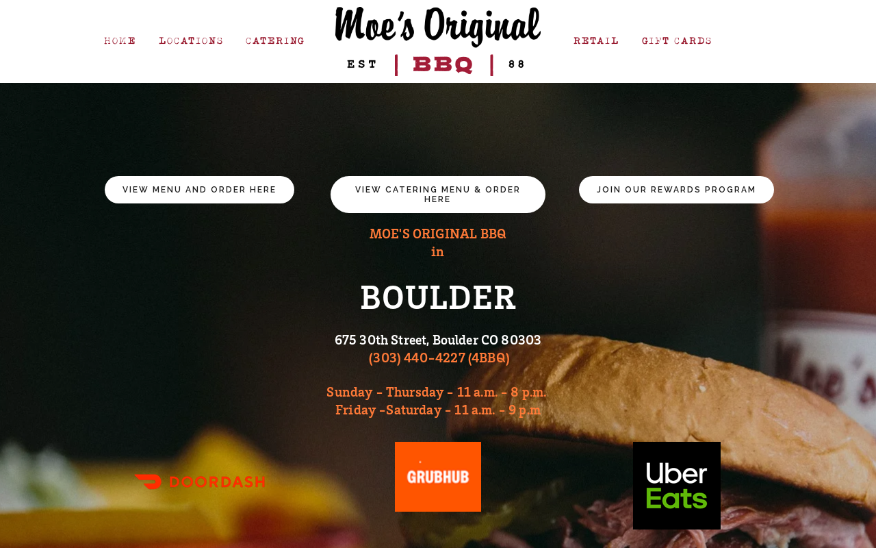 Moe's Original Bar B Que — screenshot of their official website