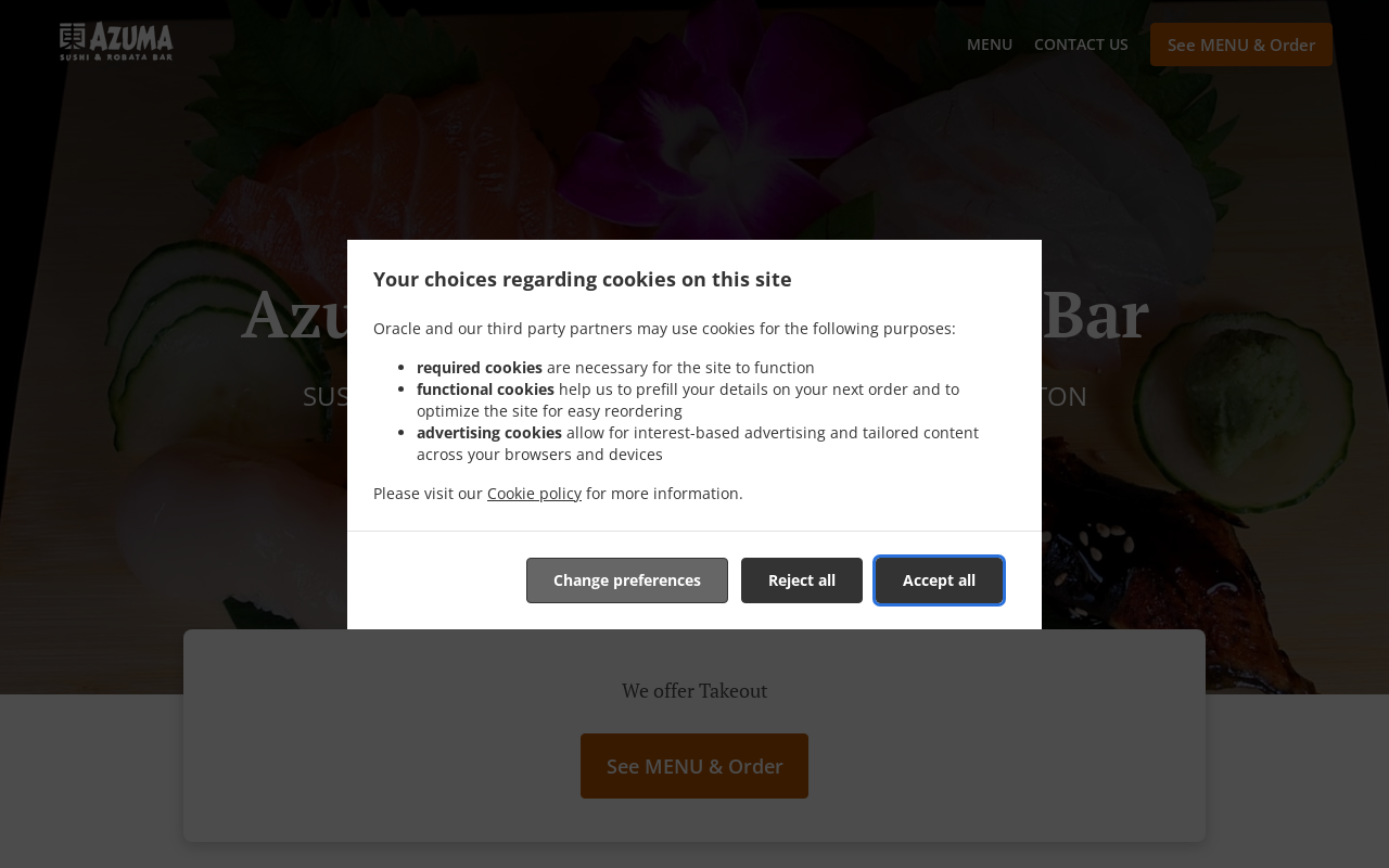 Azuma Sushi And Robata Bar — screenshot of their official website