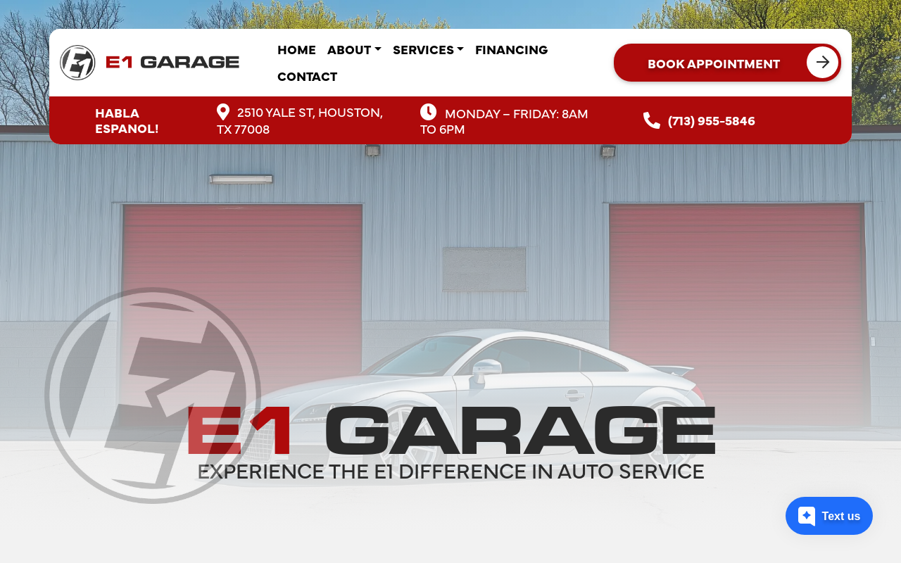 E1 Garage — screenshot of their official website