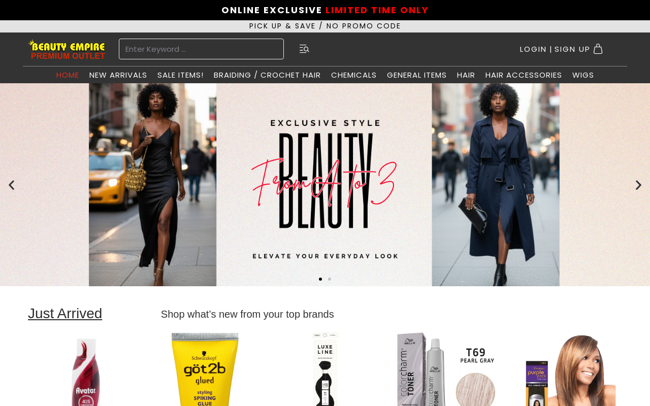 Beauty Empire Premium Outlet — screenshot of their official website