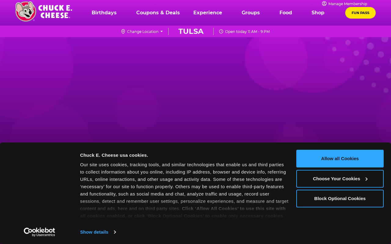 Chuck E. Cheese — screenshot of their official website