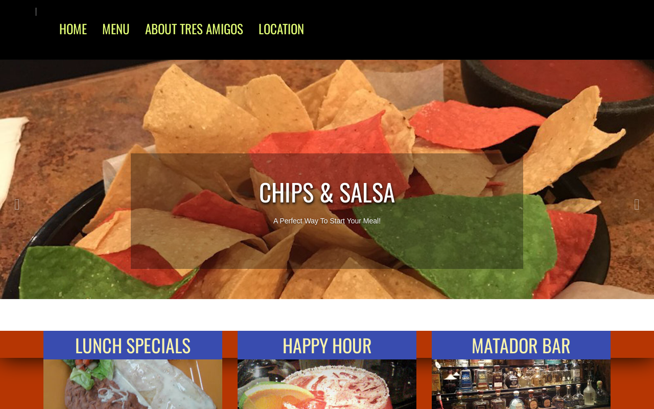 Tres Amigos Grill & Cantina — screenshot of their official website