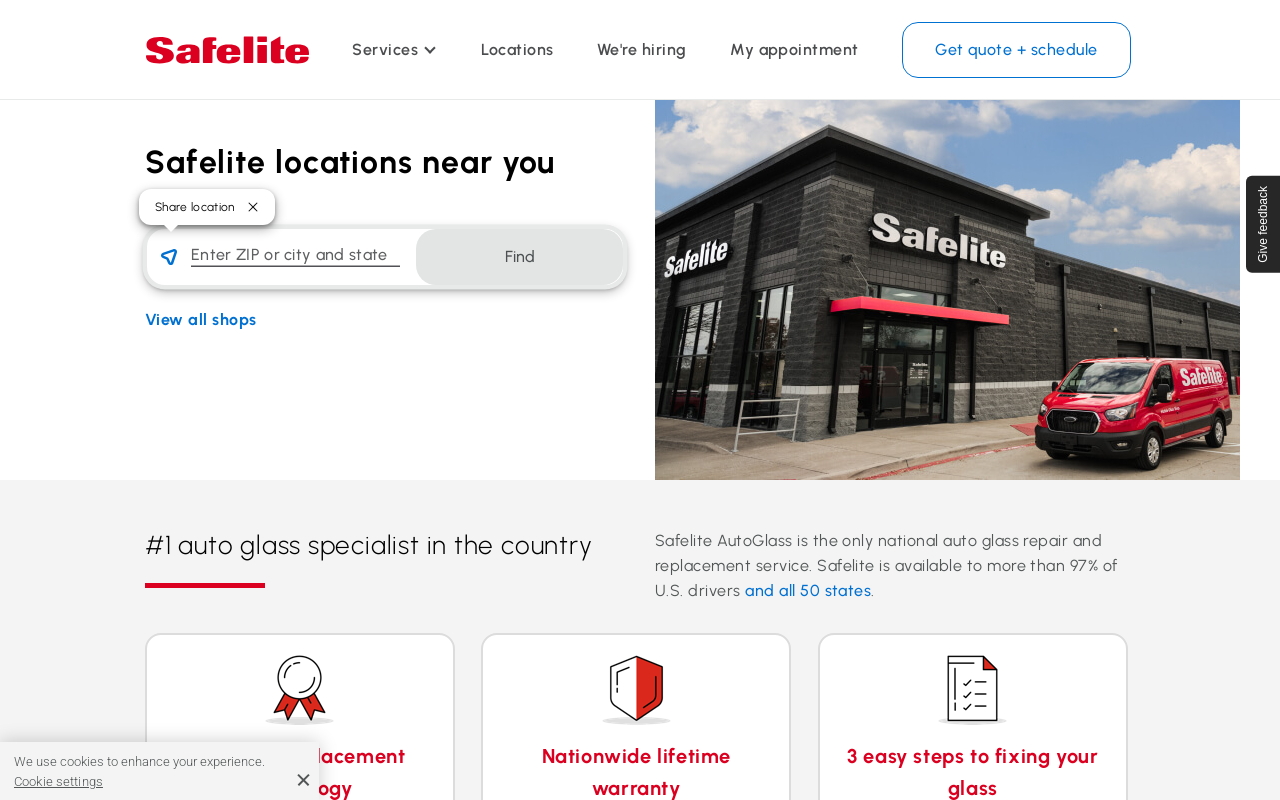 Safelite AutoGlass — screenshot of their official website