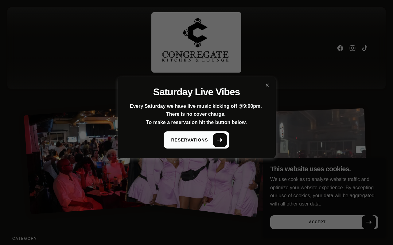 Congregate Kitchen & Lounge — screenshot of their official website