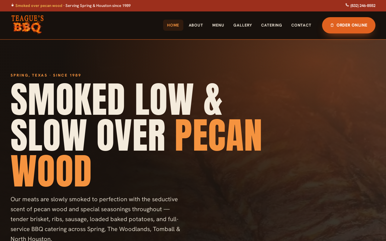 Teague's Bar-B-Que — screenshot of their official website