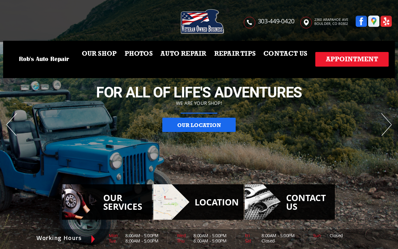 Rob's Auto Repair — screenshot of their official website