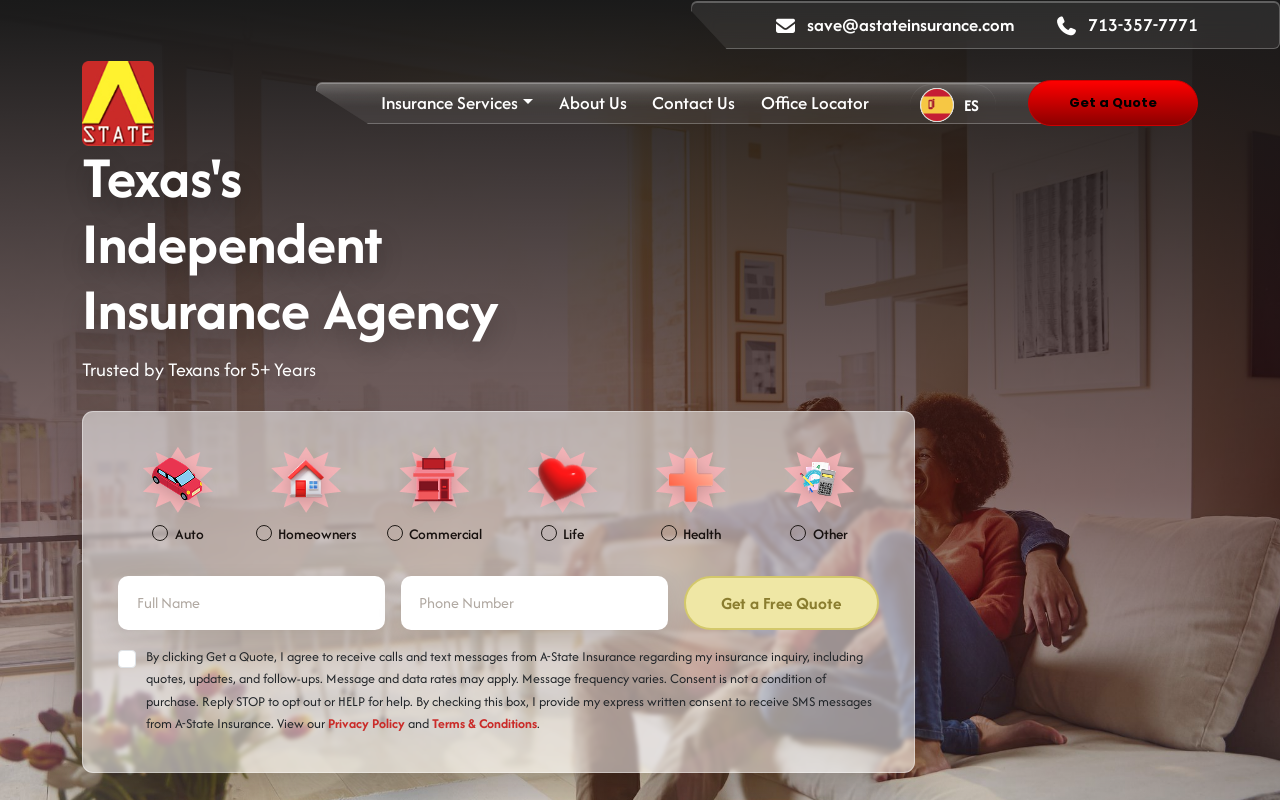 A State Insurance — screenshot of their official website