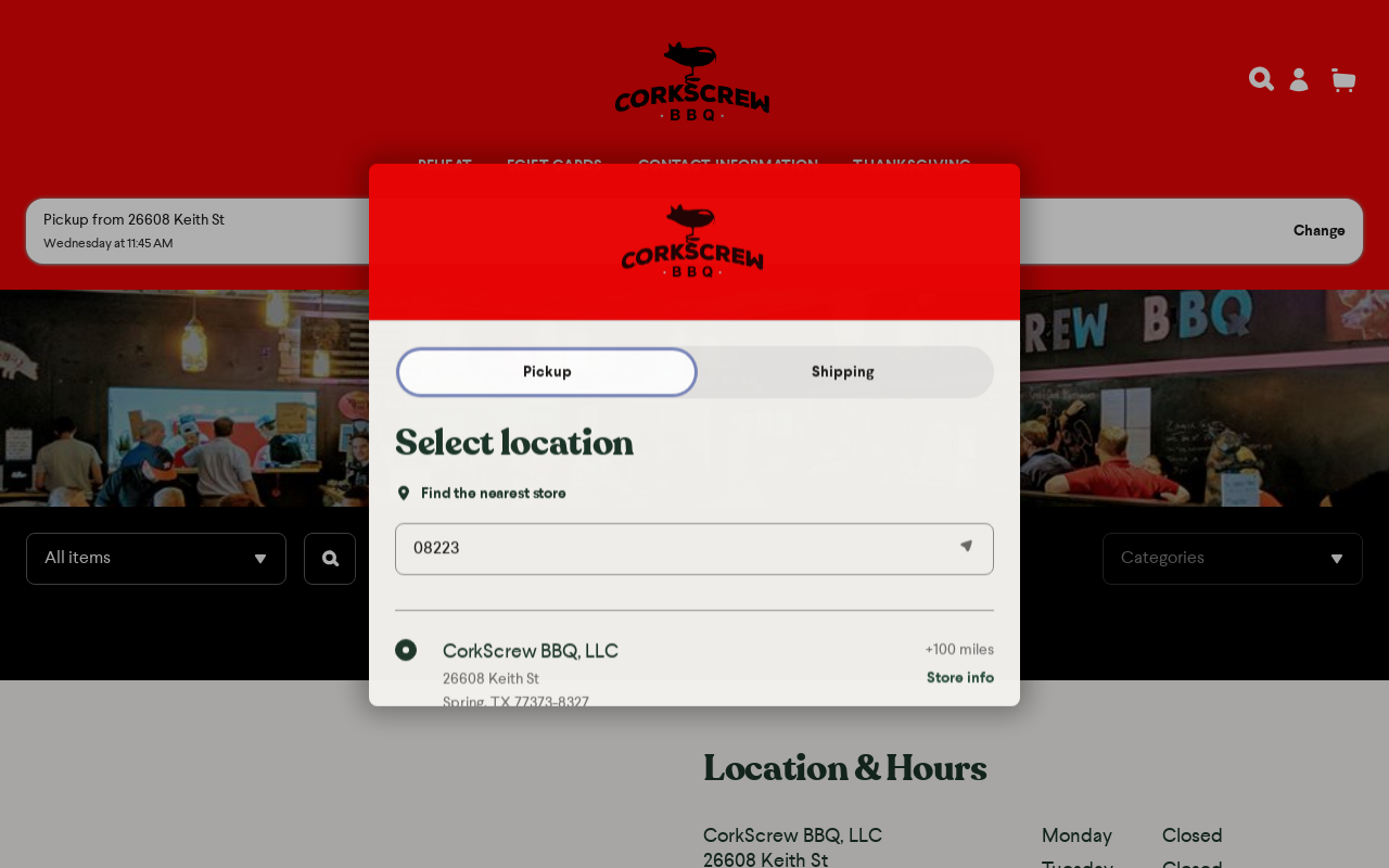 Corkscrew BBQ — screenshot of their official website