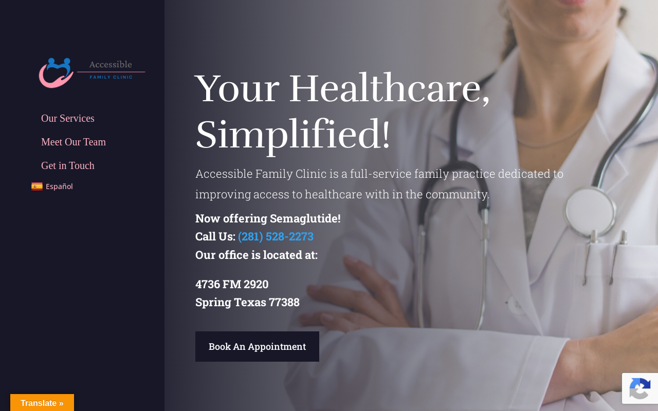 Accessible Family Clinic — screenshot of their official website