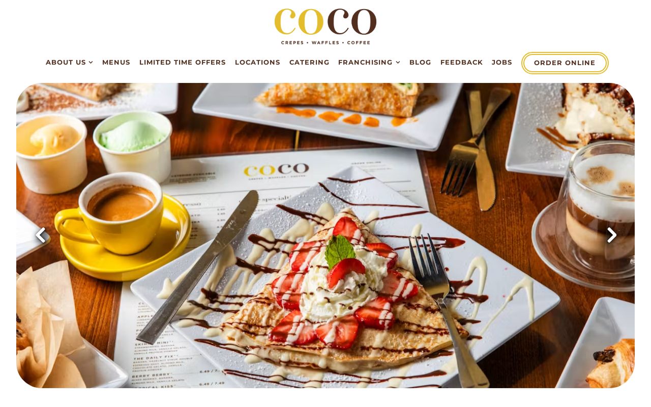 Coco Crepes, Waffles & Coffee — screenshot of their official website