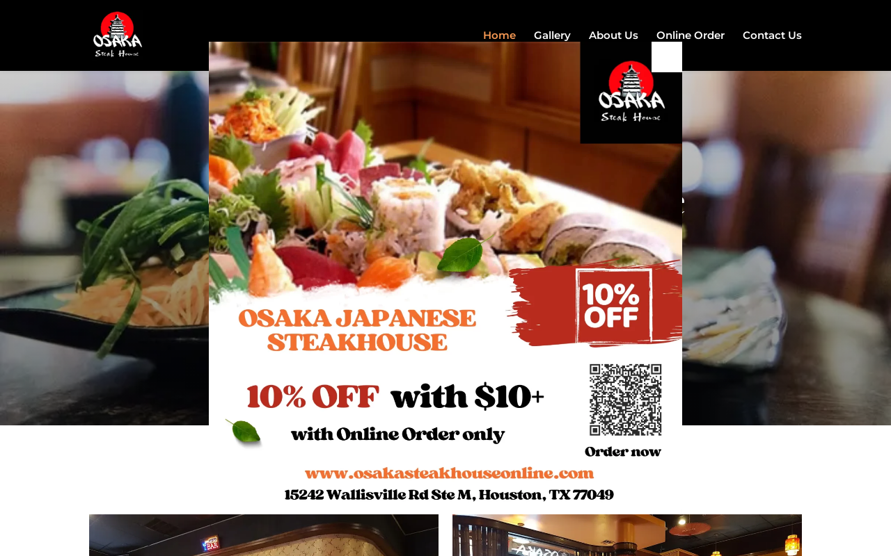 Osaka Japanese Steakhouse — screenshot of their official website