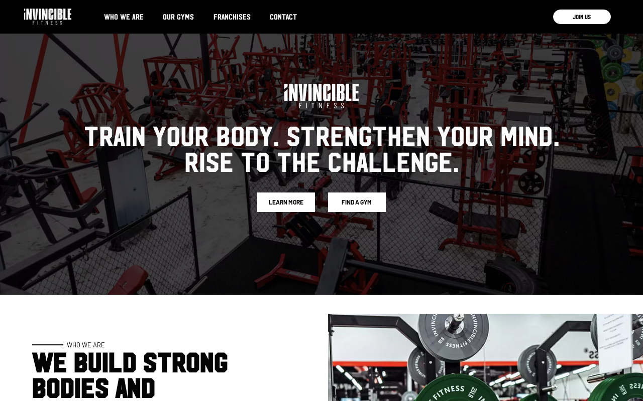 Invincible Fitness — screenshot of their official website