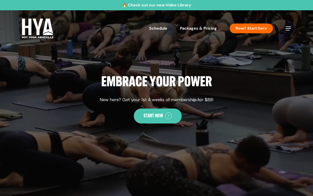 Hot Yoga Asheville — screenshot of their official website