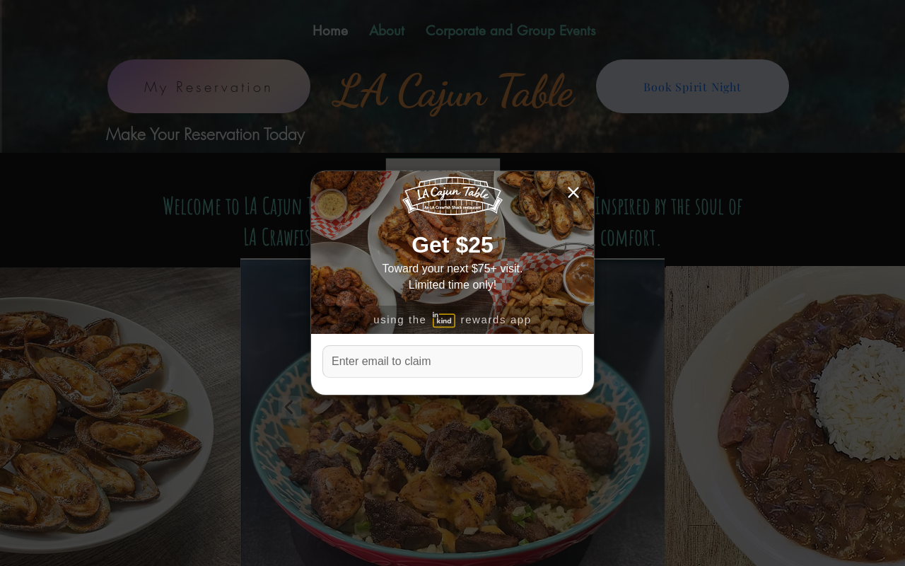 LA Cajun Table — screenshot of their official website