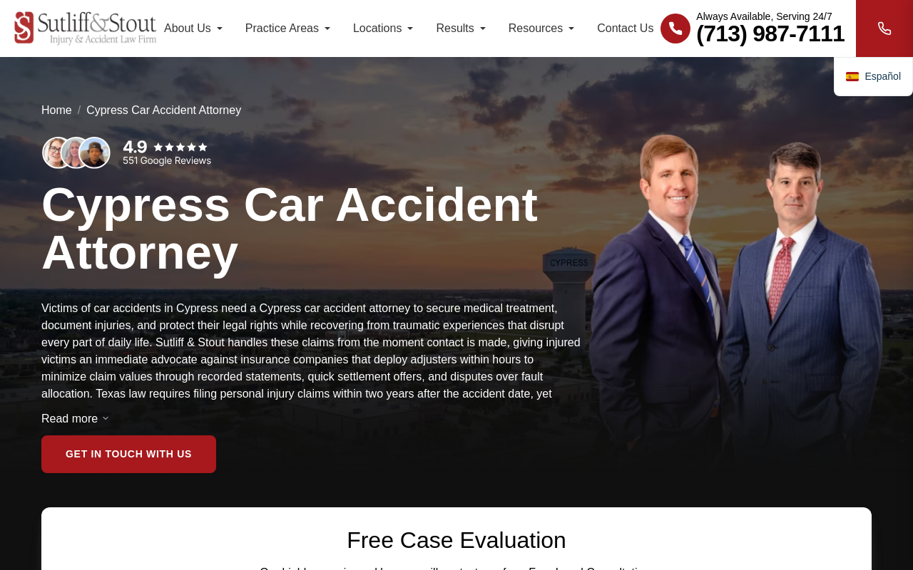Cypress Personal Injury Attorney Sutliff & Stout — screenshot of their official website