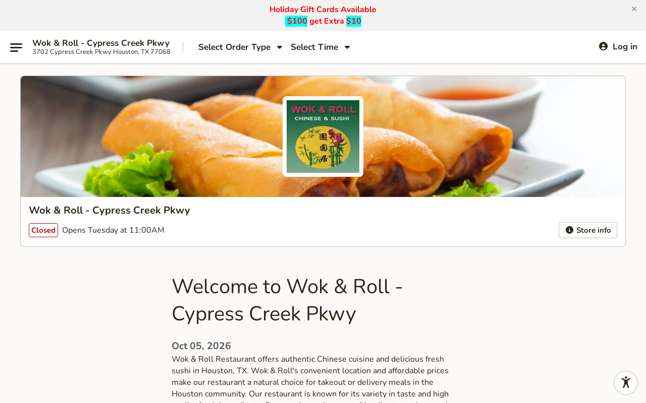 WOK & ROLL Chinese and Sushi Restaurant — screenshot of their official website