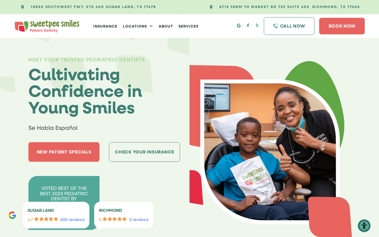 Sweetpea Smiles — screenshot of their official website