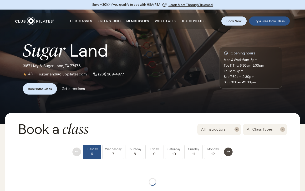 Club Pilates — screenshot of their official website