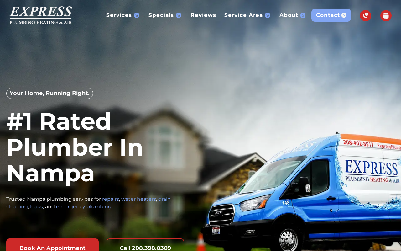 Express Plumbing Heating & Air — screenshot of their official website