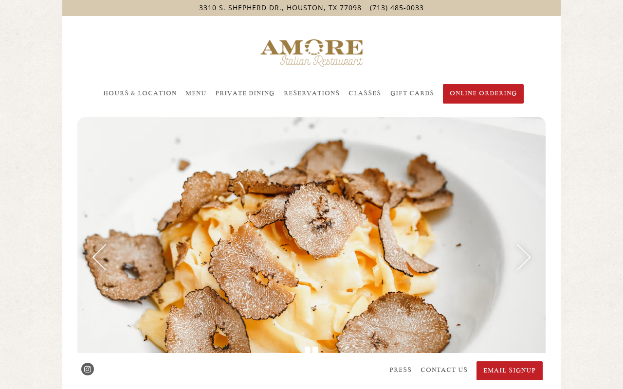 Amore — screenshot of their official website