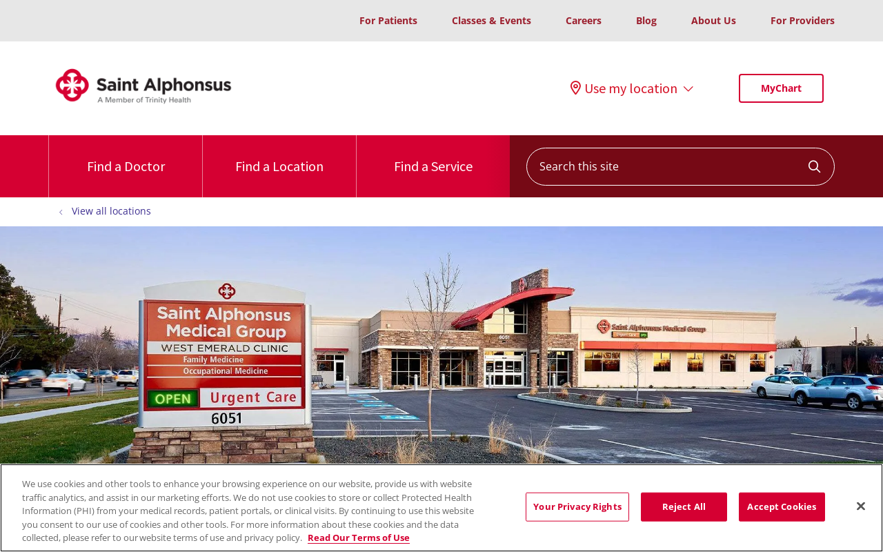 St. Alphonsus Urgent Care West Emerald Clinic — screenshot of their official website