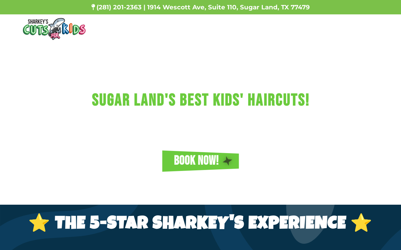 Sharkey's Cuts For Kids — screenshot of their official website