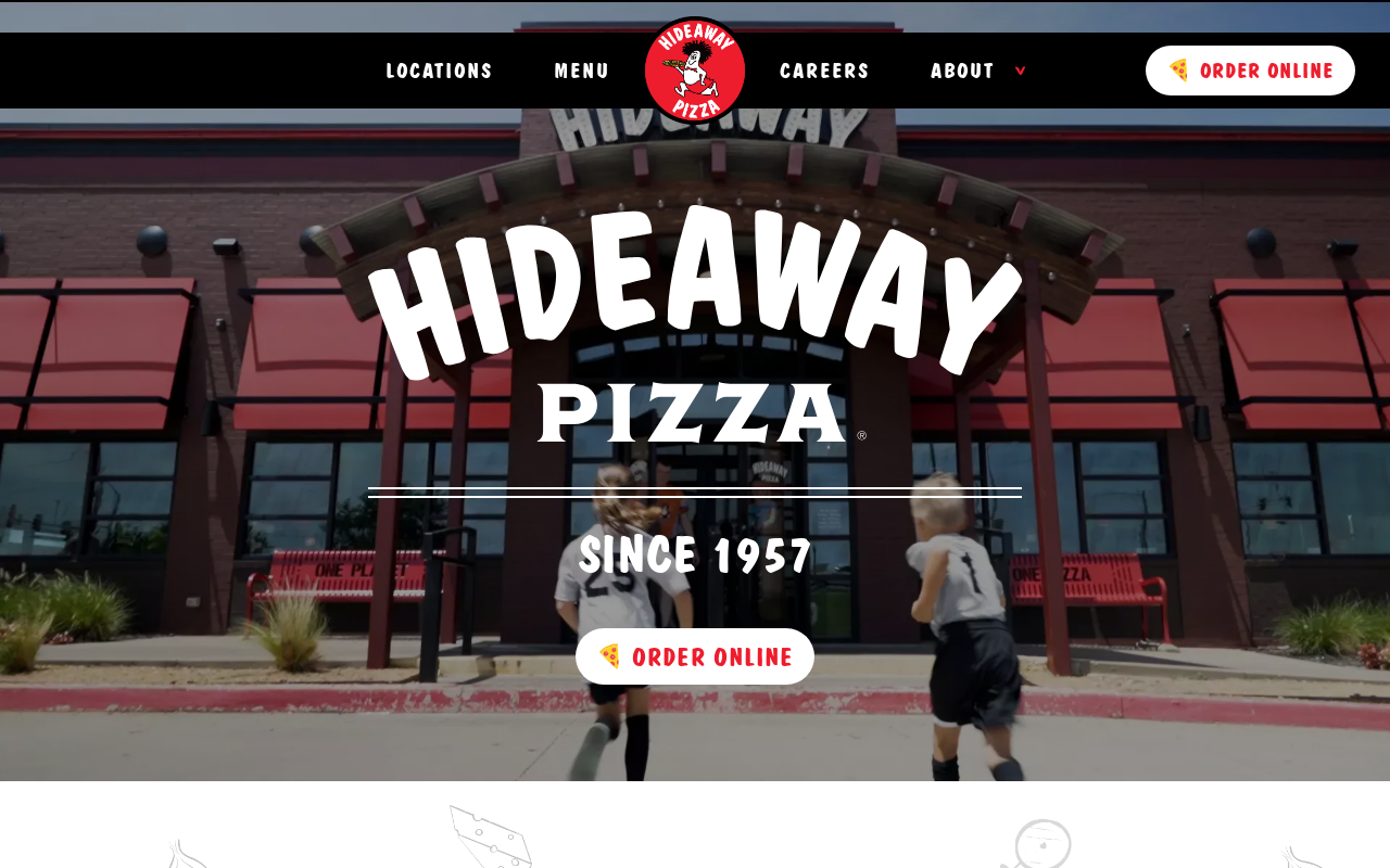 Hideaway Pizza — screenshot of their official website