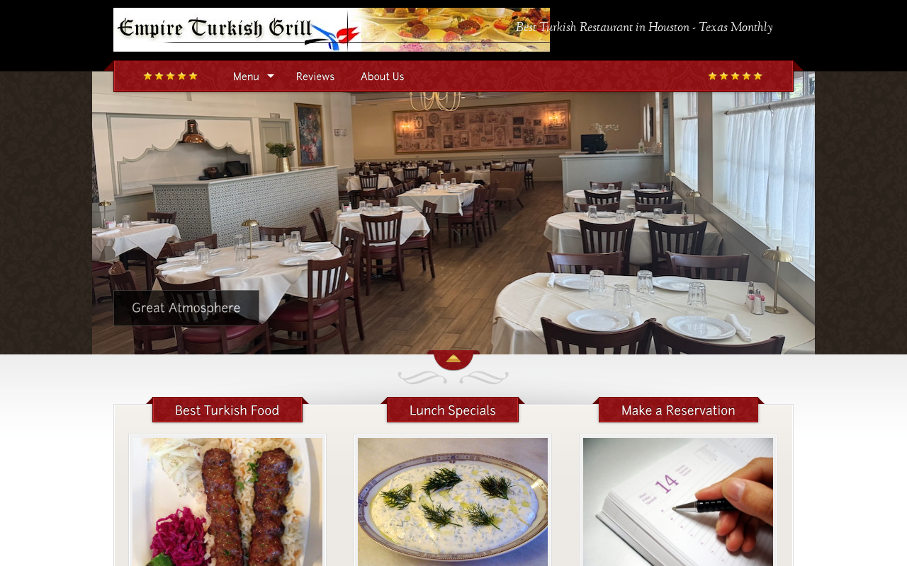 Empire Turkish Grill — screenshot of their official website
