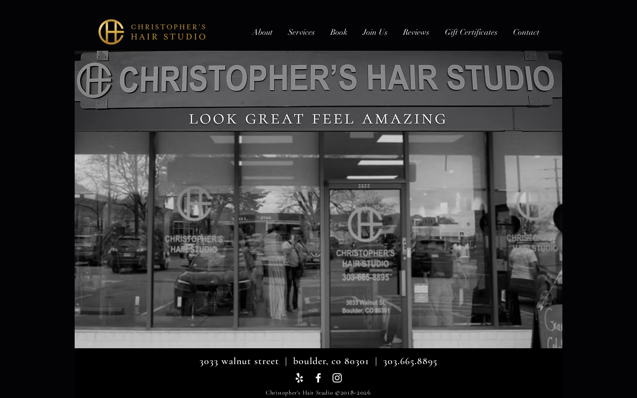Christopher's hair studio — screenshot of their official website