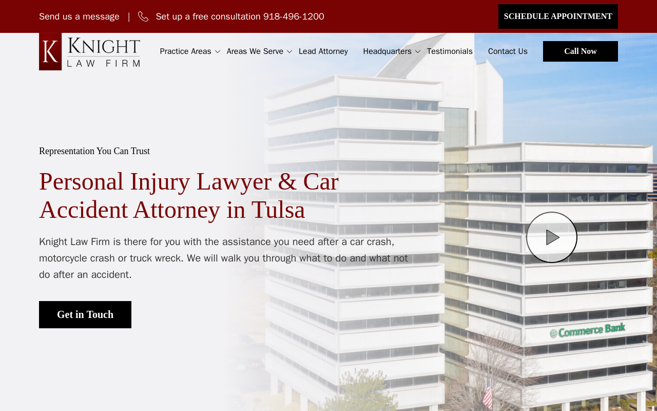 Knight Injury & Car Accident Lawyers Tulsa — screenshot of their official website