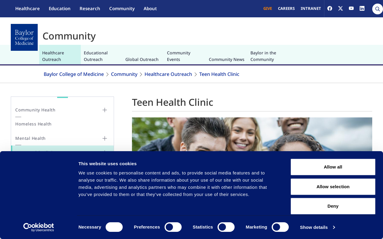 Teen Health Clinic — screenshot of their official website