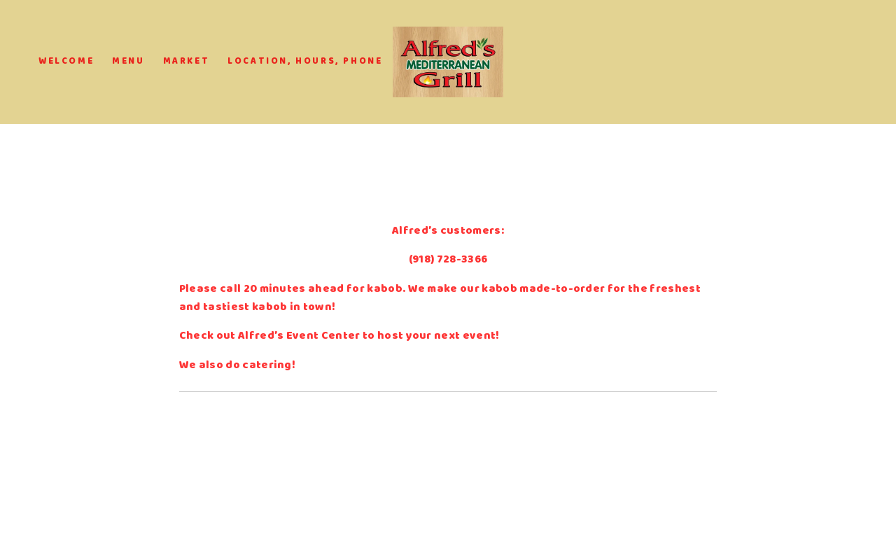 Alfred's Mediterranean Grill — screenshot of their official website