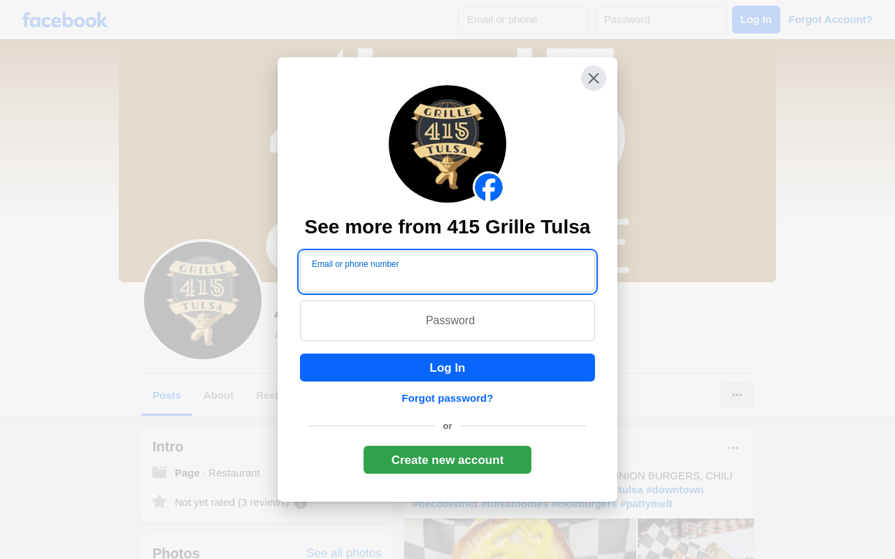 415 Grille — screenshot of their official website